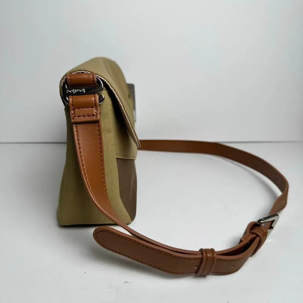tomtoc Canvas Crossbody Shoulder Messenger Bag Khaki Brown Tablet Travel Case